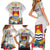 Kiribati Independence Day Family Matching Short Sleeve Bodycon Dress and Hawaiian Shirt Frigatebird Mix Tropical Flowers - White Style