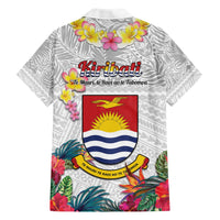 Kiribati Independence Day Hawaiian Shirt Frigatebird Mix Tropical Flowers - White Style LT14 - Polynesian Pride