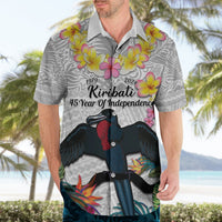 Kiribati Independence Day Hawaiian Shirt Frigatebird Mix Tropical Flowers - White Style LT14 - Polynesian Pride