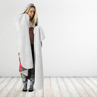 Kiribati Independence Day Hooded Blanket Frigatebird Mix Tropical Flowers - White Style LT14 - Polynesian Pride
