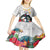 Kiribati Independence Day Kid Short Sleeve Dress Frigatebird Mix Tropical Flowers - White Style