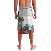 Kiribati Independence Day Lavalava Frigatebird Mix Tropical Flowers - White Style LT14 - Polynesian Pride
