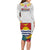 Kiribati Independence Day Long Sleeve Bodycon Dress Frigatebird Mix Tropical Flowers - White Style