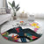 Kiribati Independence Day Round Carpet Frigatebird Mix Tropical Flowers - White Style