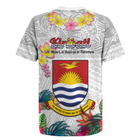 Kiribati Independence Day Rugby Jersey Frigatebird Mix Tropical Flowers - White Style LT14 - Polynesian Pride