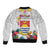 Kiribati Independence Day Sleeve Zip Bomber Jacket Frigatebird Mix Tropical Flowers - White Style