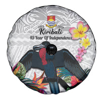 Kiribati Independence Day Spare Tire Cover Frigatebird Mix Tropical Flowers - White Style LT14 - Polynesian Pride