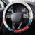 Kiribati Independence Day Steering Wheel Cover Frigatebird Mix Tropical Flowers - White Style