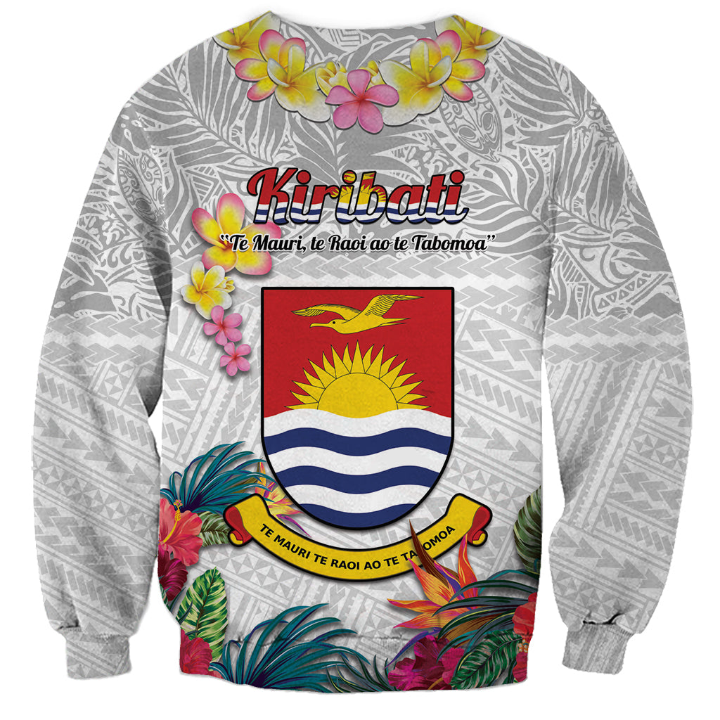 Kiribati Independence Day Sweatshirt Frigatebird Mix Tropical Flowers - White Style LT14 - Polynesian Pride