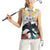 Kiribati Independence Day Women Sleeveless Polo Shirt Frigatebird Mix Tropical Flowers - White Style