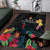 Kiribati Independence Day Area Rug Frigatebird Mix Tropical Flowers - Black Style