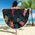 Kiribati Independence Day Beach Blanket Frigatebird Mix Tropical Flowers - Black Style