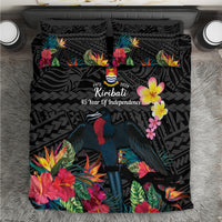 Kiribati Independence Day Bedding Set Frigatebird Mix Tropical Flowers - Black Style LT14 Black - Polynesian Pride