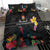 Kiribati Independence Day Bedding Set Frigatebird Mix Tropical Flowers - Black Style