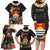 Kiribati Independence Day Family Matching Long Sleeve Bodycon Dress and Hawaiian Shirt Frigatebird Mix Tropical Flowers - Black Style