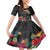 Kiribati Independence Day Family Matching Mermaid Dress and Hawaiian Shirt Frigatebird Mix Tropical Flowers - Black Style