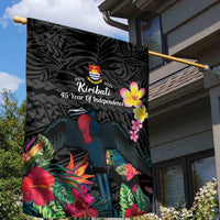 Kiribati Independence Day Garden Flag Frigatebird Mix Tropical Flowers - Black Style LT14 - Polynesian Pride