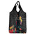 Kiribati Independence Day Grocery Bag Frigatebird Mix Tropical Flowers - Black Style