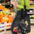 Kiribati Independence Day Grocery Bag Frigatebird Mix Tropical Flowers - Black Style