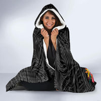 Kiribati Independence Day Hooded Blanket Frigatebird Mix Tropical Flowers - Black Style LT14 - Polynesian Pride