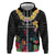 Kiribati Independence Day Hoodie Frigatebird Mix Tropical Flowers - Black Style