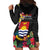 Kiribati Independence Day Hoodie Dress Frigatebird Mix Tropical Flowers - Black Style