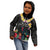 Kiribati Independence Day Kid Hoodie Frigatebird Mix Tropical Flowers - Black Style