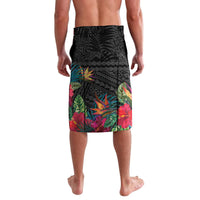 Kiribati Independence Day Lavalava Frigatebird Mix Tropical Flowers - Black Style LT14 - Polynesian Pride