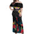 Kiribati Independence Day Off Shoulder Maxi Dress Frigatebird Mix Tropical Flowers - Black Style