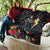 Kiribati Independence Day Quilt Frigatebird Mix Tropical Flowers - Black Style