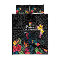 Kiribati Independence Day Quilt Bed Set Frigatebird Mix Tropical Flowers - Black Style LT14 - Polynesian Pride