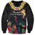 Kiribati Independence Day Sweatshirt Frigatebird Mix Tropical Flowers - Black Style