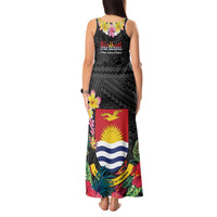 Kiribati Independence Day Tank Maxi Dress Frigatebird Mix Tropical Flowers - Black Style LT14 - Polynesian Pride