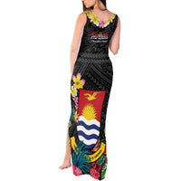 Kiribati Independence Day Tank Maxi Dress Frigatebird Mix Tropical Flowers - Black Style LT14 - Polynesian Pride