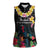 Kiribati Independence Day Women Sleeveless Polo Shirt Frigatebird Mix Tropical Flowers - Black Style