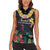 Kiribati Independence Day Women Sleeveless Polo Shirt Frigatebird Mix Tropical Flowers - Black Style