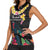 Kiribati Independence Day Women Sleeveless Polo Shirt Frigatebird Mix Tropical Flowers - Black Style