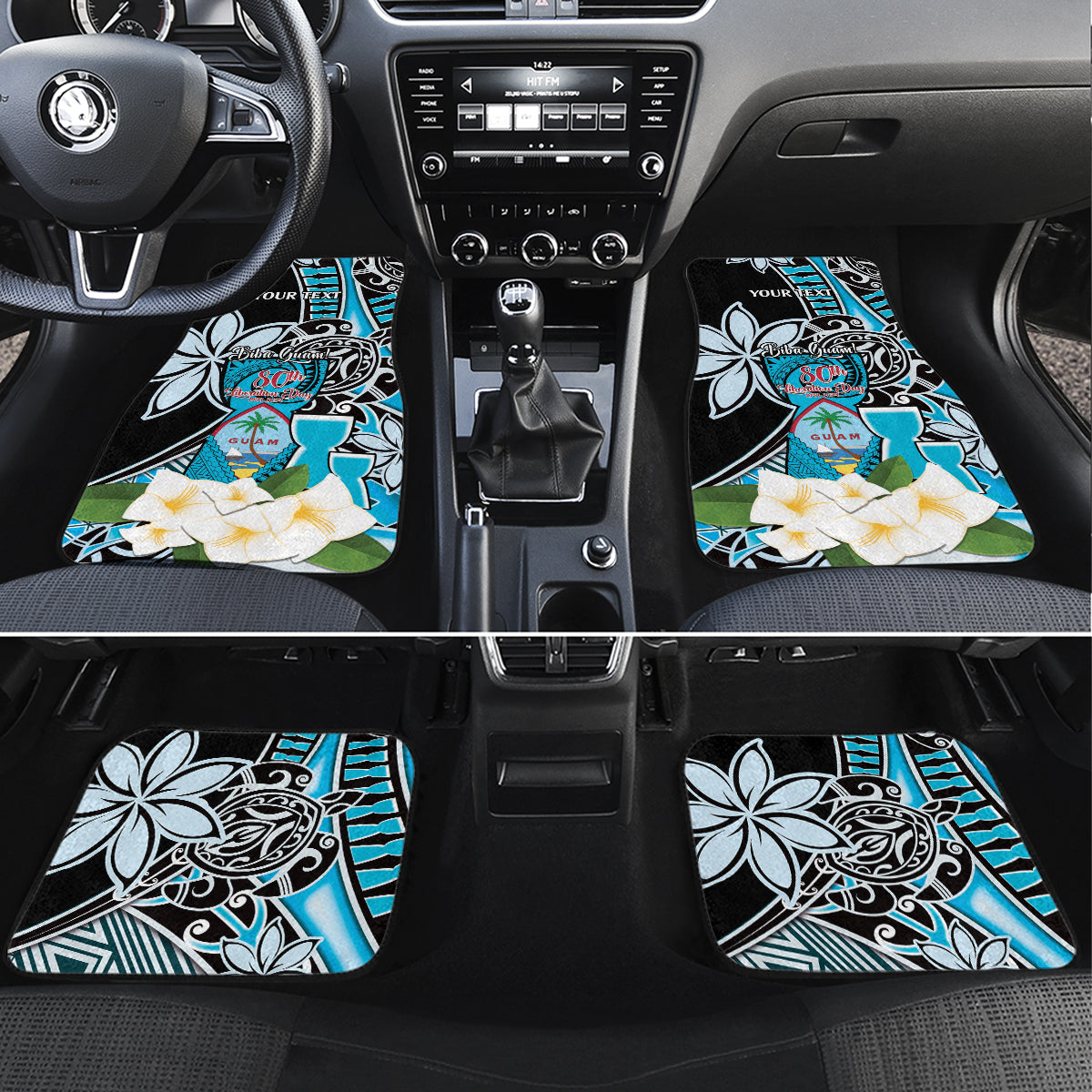 Personalised Guam Liberation Day Car Mats Chamorro Latte Stone With Guasali Flowers