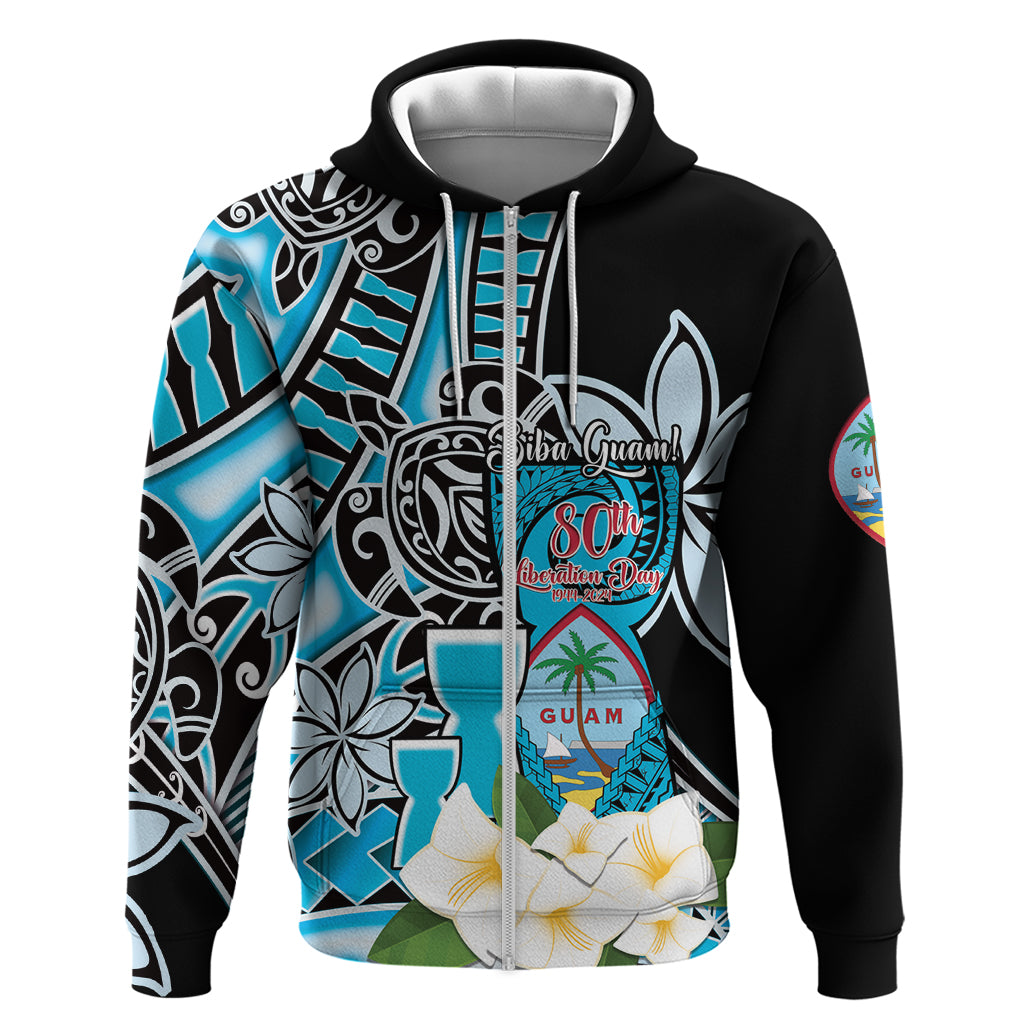 Personalised Guam Liberation Day Zip Hoodie Chamorro Latte Stone With Guasali Flowers