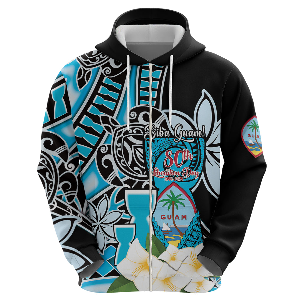 Personalised Guam Liberation Day Zip Hoodie Chamorro Latte Stone With Guasali Flowers
