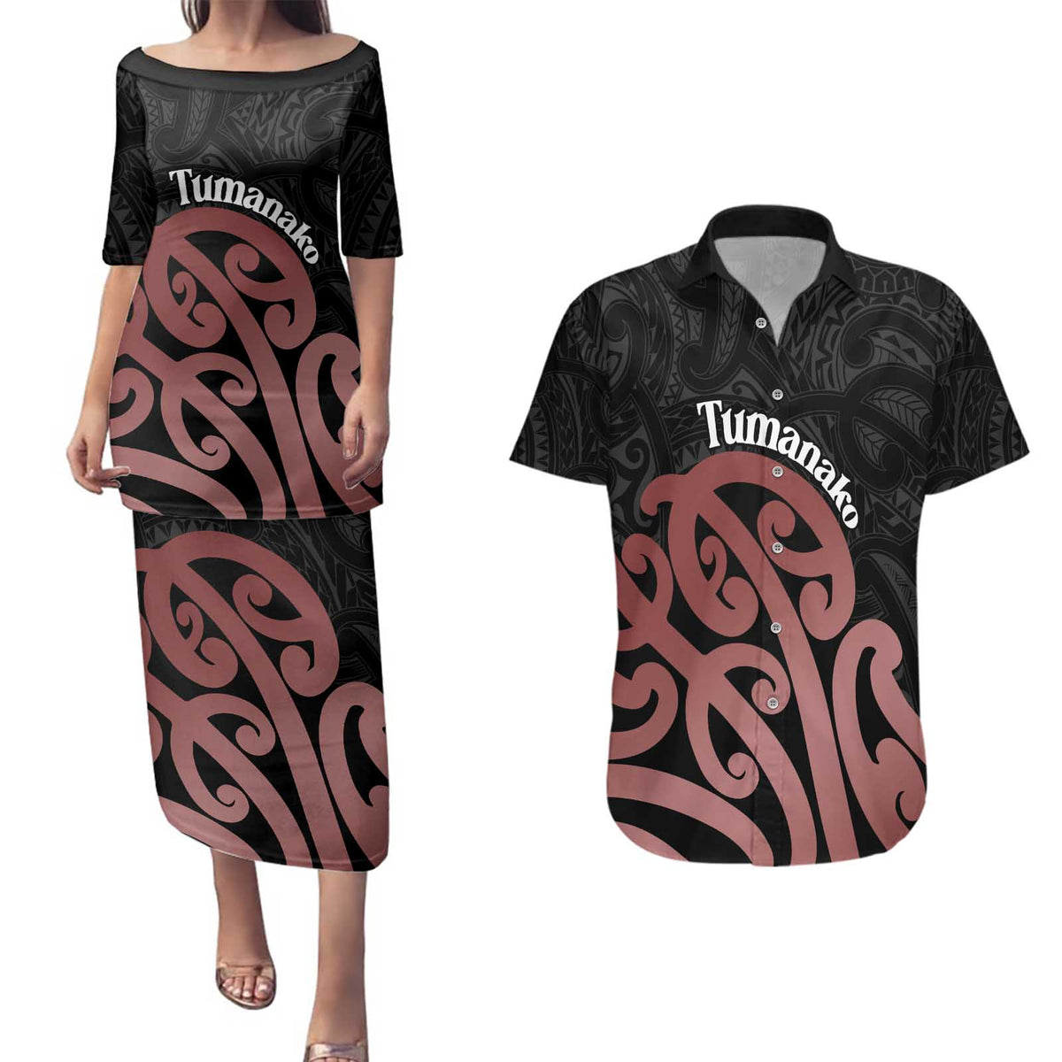 New Zealand Mangopare Tamanako Couples Matching Puletasi and Hawaiian Shirt Aotearoa Maori