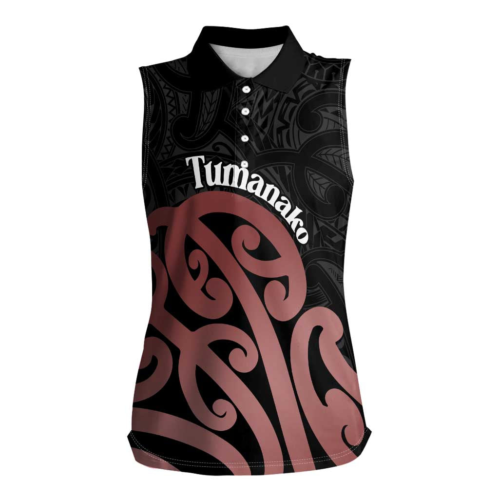 New Zealand Mangopare Tamanako Women Sleeveless Polo Shirt Aotearoa Maori