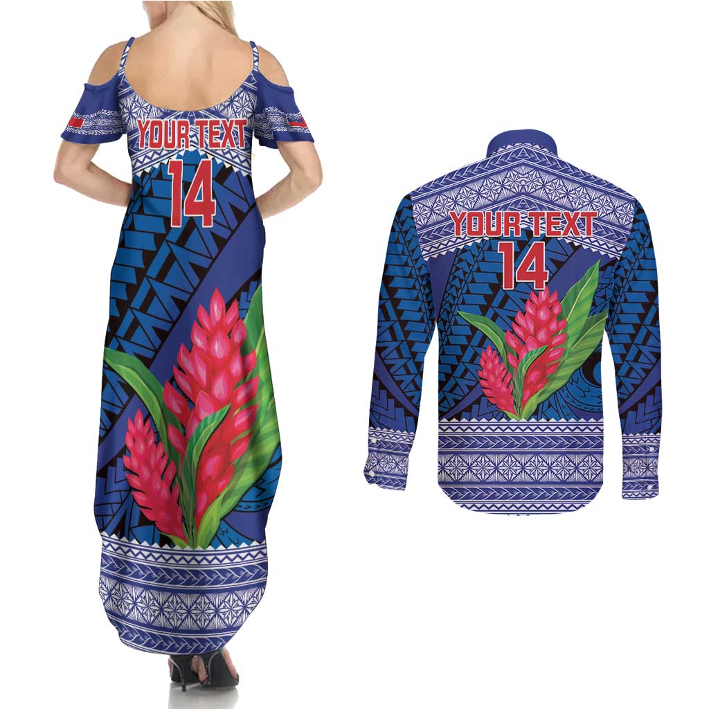 Custom Samoa Rugby Couples Matching Summer Maxi Dress and Long Sleeve Button Shirt 2024 Go Champions Samoan Gingers