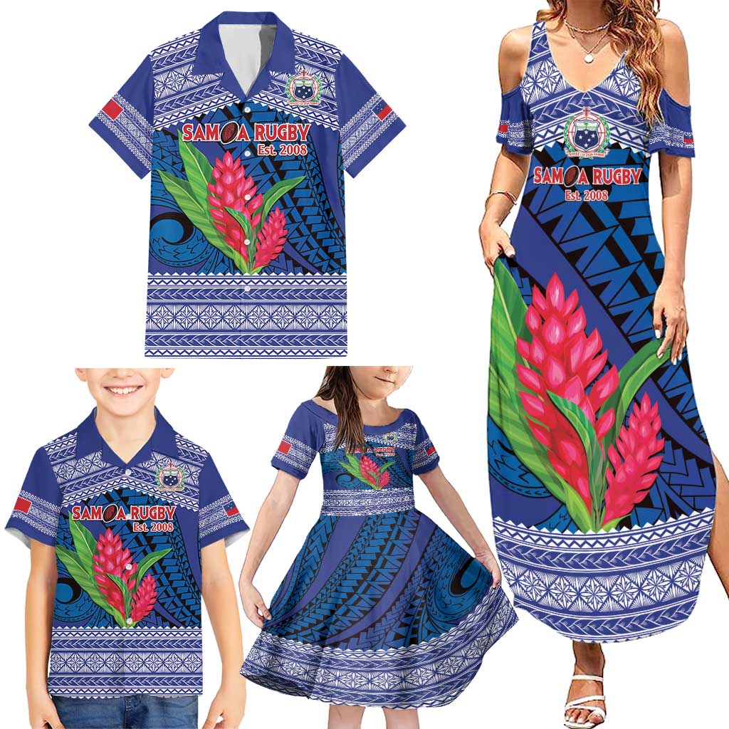 Custom Samoa Rugby Family Matching Summer Maxi Dress and Hawaiian Shirt 2024 Go Champions Samoan Gingers