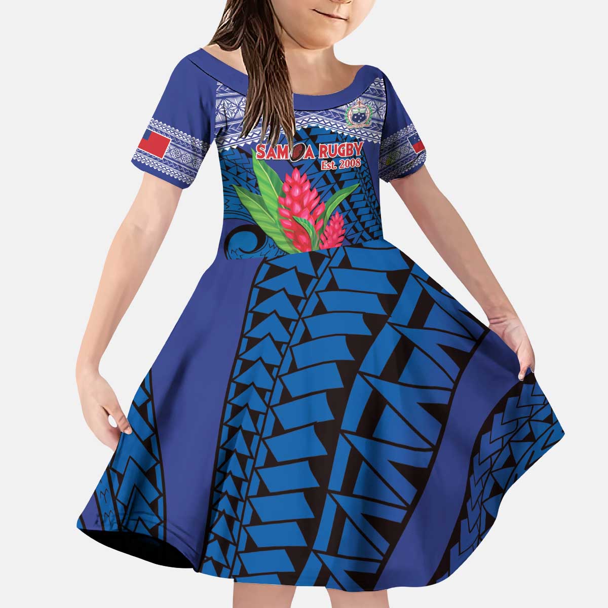 Custom Samoa Rugby Kid Short Sleeve Dress 2024 Go Champions Samoan Gingers