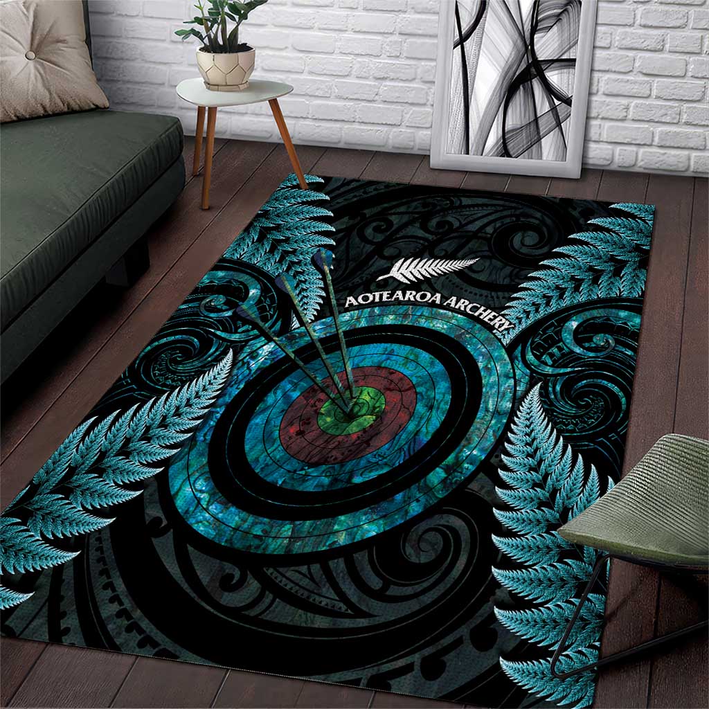 New Zealand Archery Area Rug Aotearoa Silver Fern Maori - Polynesian Pride