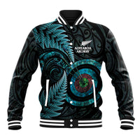 New Zealand Archery Baseball Jacket Aotearoa Silver Fern Maori LT14 Unisex Turquoise - Polynesian Pride