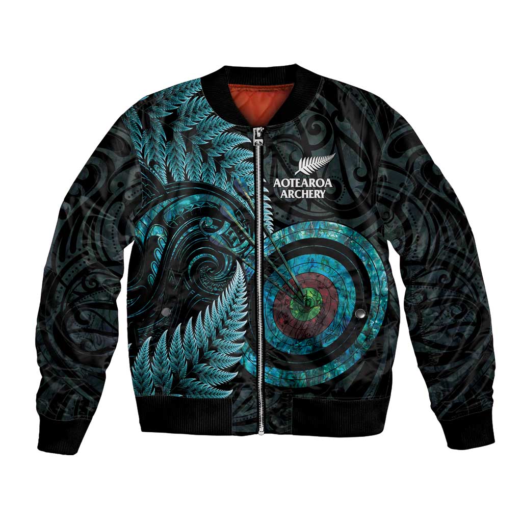 New Zealand Archery Bomber Jacket Aotearoa Silver Fern Maori - Polynesian Pride