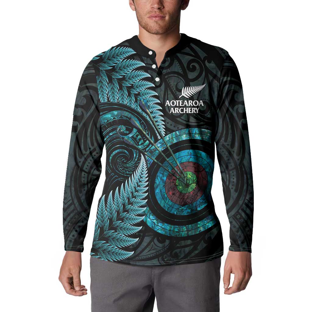 New Zealand Archery Button Sweatshirt Aotearoa Silver Fern Maori LT14 - Polynesian Pride