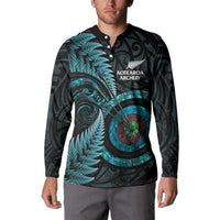 New Zealand Archery Button Sweatshirt Aotearoa Silver Fern Maori LT14 - Polynesian Pride